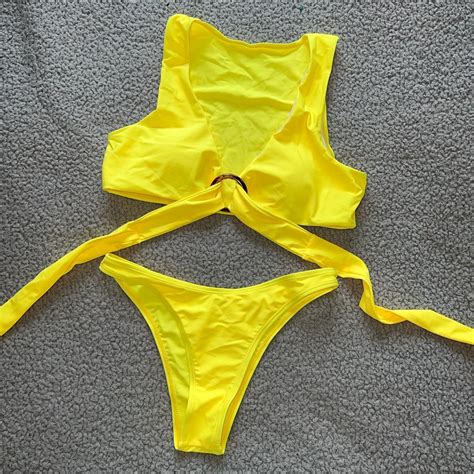 Sorelle Yellow Piece Bikini Size Xs Never Been Depop