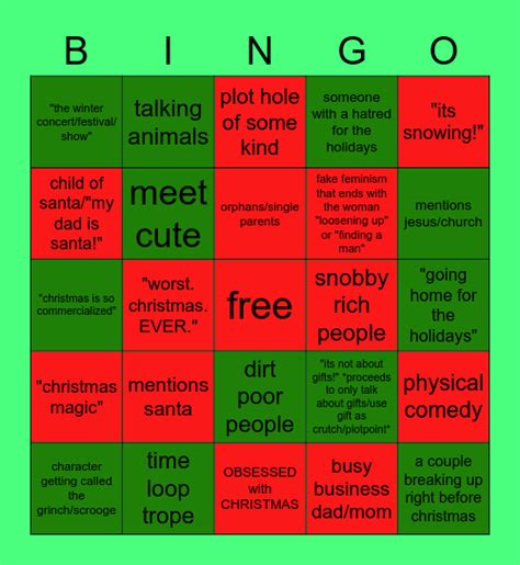 Bad Christmas Movie Bingo Card