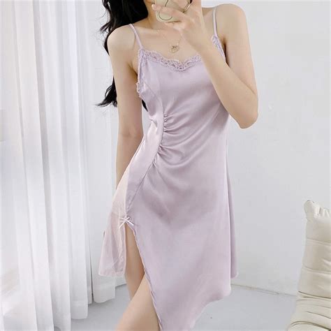 Jual Luckymm Sexy Lingerie Dress Satin Wanita Baju Tidur Sexy Lingerie Satin Sleepwear