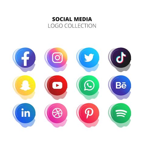 Colección De Logotipos De Redes Sociales Populares Vector Premium