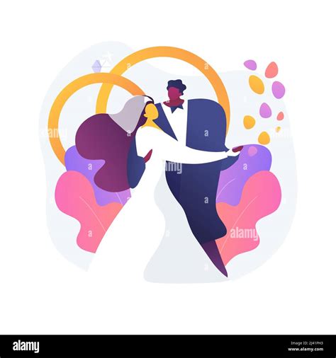 Mixed Marriage Abstract Concept Vector Illustration Interracial Marriage Different Races And