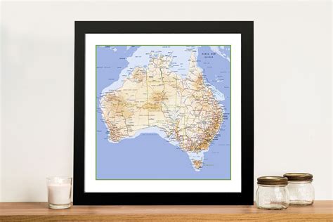 Australia Topographical Square Map Canvas Art Prints And Posters Au