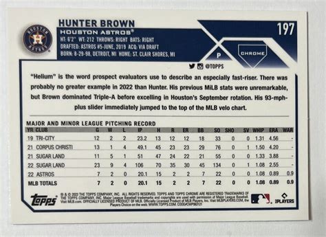 2023 Topps Chrome 197 Hunter Brown RC Houston Astros EBay