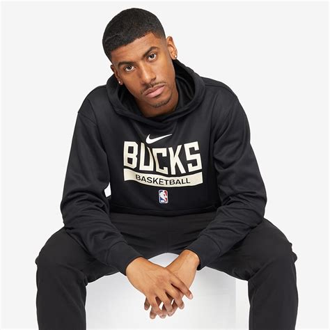 Nike Nba Milwaukee Bucks Dri Fit Spotlight Pull Over Hoodie Black