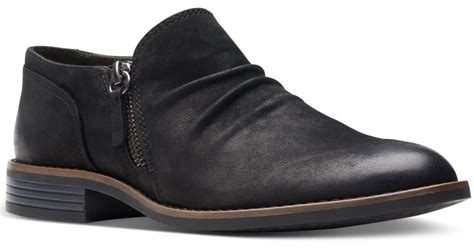 Clarks Camzin Pace Ruched Zip Ankle Booties In Black Lyst