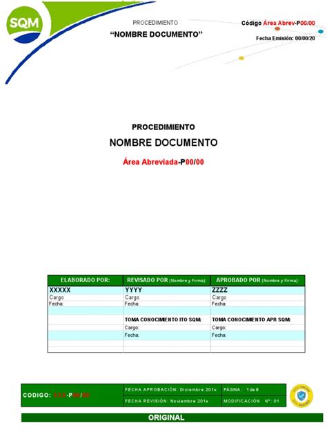 Formato Procedimiento Trabajo Seguro Pdf