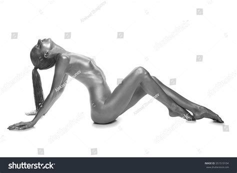 Naked Female Body Silver Body Painting Stock Photo Shutterstock