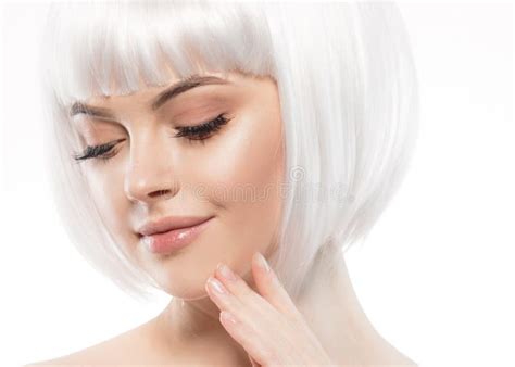 Short Blonde Hair Woman Bob Platinum Hairstyle Stock Photo Image Of Blond Haircut