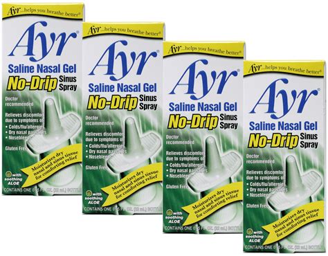 Ayr 4 Pack Saline Nasal Gel No Drip Sinus Spray For Nose Congestion