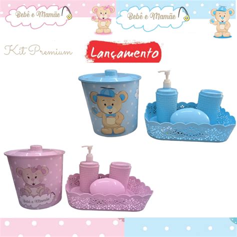 Enxoval Bebe Higiene - Kit Enxoval de Bebe Higiene 5 Peças Premium Decoração Trocador Banho ...