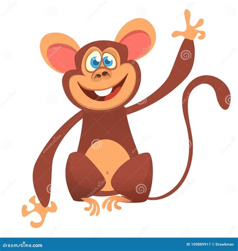 Cartoon Cute Chimpanzee Monkey Waving. Vector Illustration Isolated ...