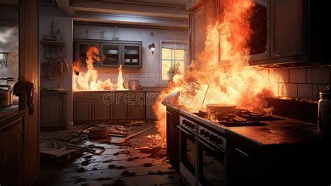 Fire In Kitchen Stock Illustration Illustration Of Steel 297658381