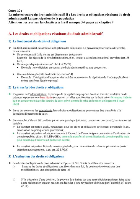 Cours Cours La Mise En Uvre Du Droit Administratif Ii Les