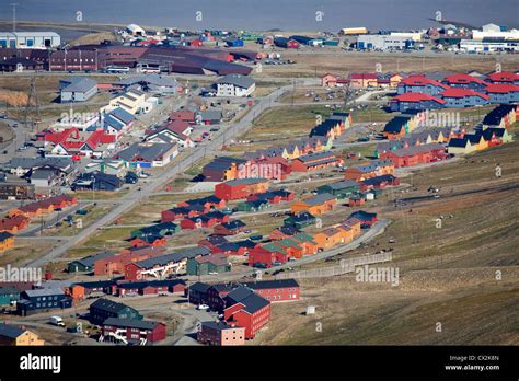 The Town Longyearbyen Capital Of Svalbard Spitsbergen Norway Stock
