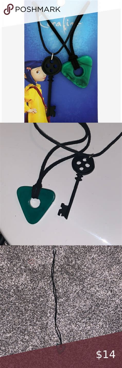 NWOT 2 Pc Coraline Necklace Set Hot Topic Halloween Key Jewelry Goth Emo Key Jewelry Necklace