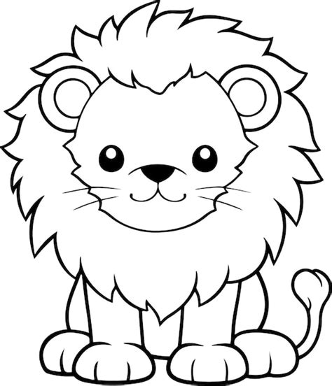 Illustration Vectorielle De Lion Contour Noir Et Blanc Livre De