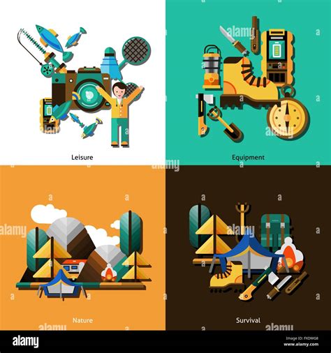 Camping And Survival Icons Set Stock Vector Image And Art Alamy