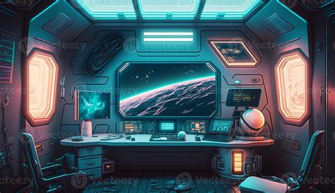 Spaceship room interior design illustration,Spaceship Control Room ...