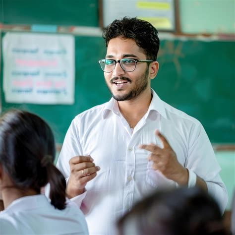 Indian Male Teacher Teaching In The Classroom Premium Ai Generated Image