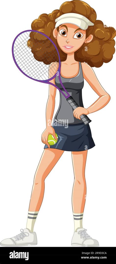 Female Tennis Player With Racket Illustration Stock Vector Image Art