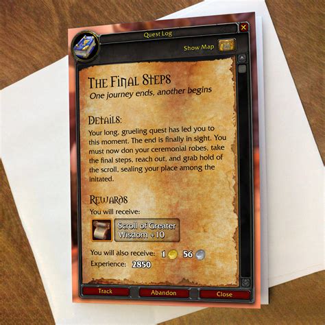 Wow Quest Log Card for Any Occasion printed or Digital - Etsy Canada