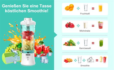 Amazon De Mixer Smoothie Maker To Go Mini Standmixer Tragbar Mit