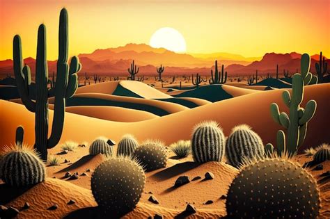 Premium Photo Mexican Desert Landscape With Cactus And Sand Dunes