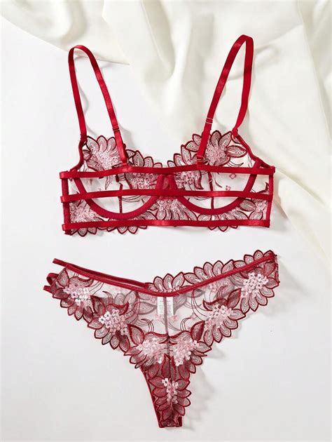Conjunto De Lingerie Sexy Feminina Bordado SHEIN Brasil