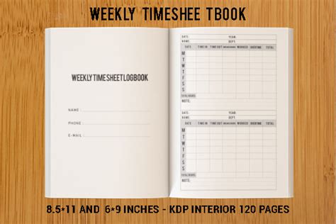 Weekly Timesheet Logbook KDP Interior Graphic By Bitmate Studio