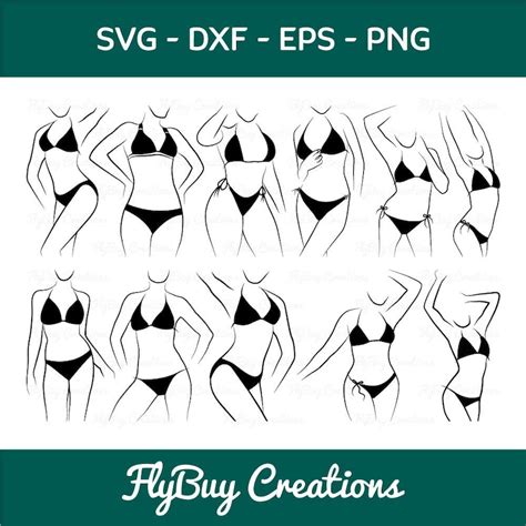 Woman Body Svg Bikini Silhouette Cut File Bundle Etsy