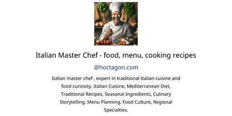 Italian Master Chef Food Menu Cooking Recipes Gpts Author