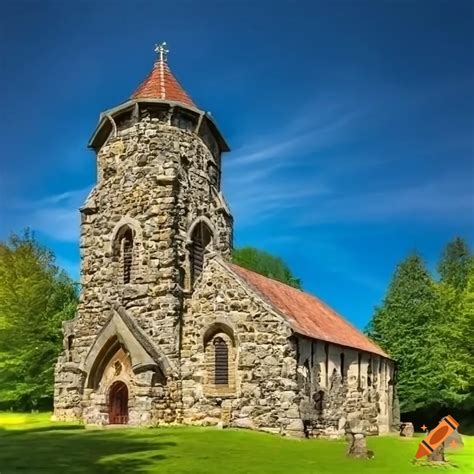Image of a small stone chapel with a medieval tower on Craiyon