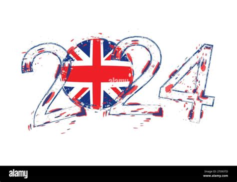 Year In Grunge Style With Flag Of United Kingdom Holiday Grunge