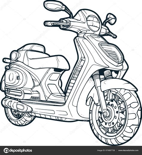 Scooter Coloring Page Stock Vector By ©jambulboy 674987738