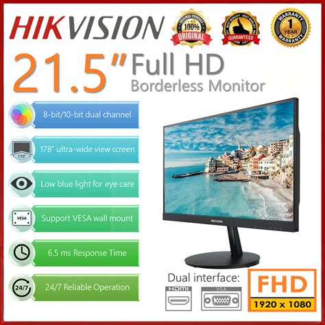 Hikvision 215inch Fhd Borderless Monitor 178° Ultra Wide View Low