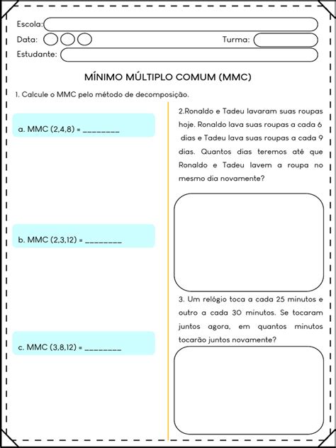 Atividade Mmc E Mdc 7 Ano - Exercícios de MMC e MDC para 5º Ano | PDF | Propriedade intelectual