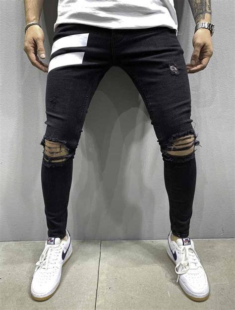 Nos Jeans Jeans Slim Noir Destroy Homme Mode Urbaine Jeans Homme Jean Déchiré Homme Mode