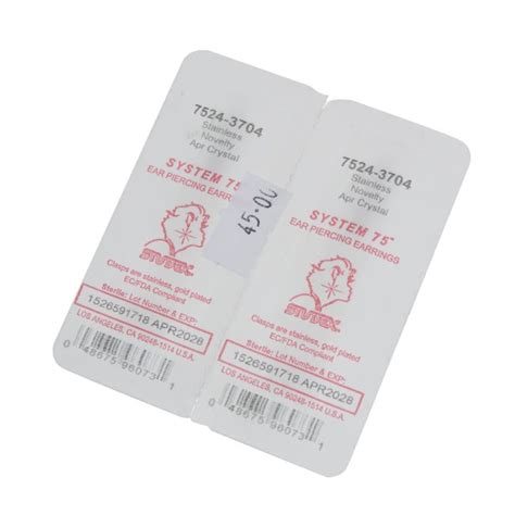 Kolczyki Studex System 75 błyszczący biały dysk oprawa srebrna 7524 ...
