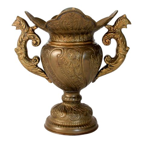 Vintage Brass Urn Vase With Dragon Handles Chairish