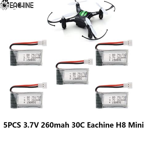 5Pcs Upgraded JJRC H8 Drone Batteria 3 7V 260mAh Lipo Batteries For