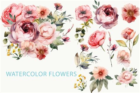 Premium Psd Watercolor Flowers Psd For Designs