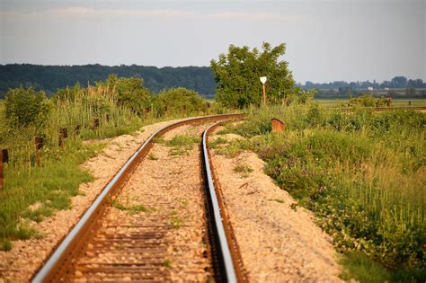 Ferrocarril Pistas Atardecer Hora Foto Gratis En Pixabay Pixabay