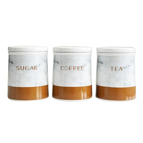 Set Of 3 Ceramic Tea Coffee Sugar White Storage Jars Canister Set Buy Custom Cookie Jar