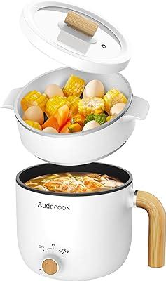Audecook Green L Electric Hot Pot Mini Nonstick Sauté Pan with Steamer Multicooker for