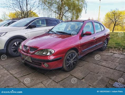 Old Renault Megane Hatchback Second Model Four Doors Parked Editorial