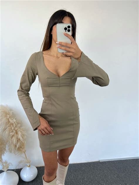 Eliza Koyu Nude Mini Elbise Gaus