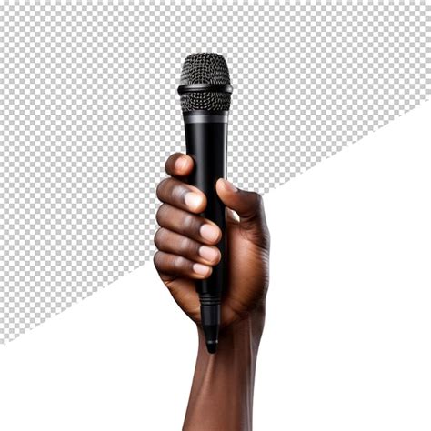 Premium Psd A Person Holding A Microphone In Front Of A White Background