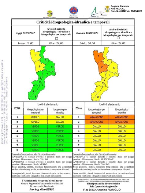 Allerta Meteo Calabria criticità arancione in diverse zone i