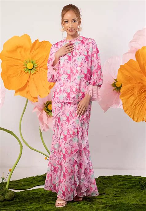 Buy Lubna Flowy Top With Ruffles Skirt Set Online Zalora Malaysia