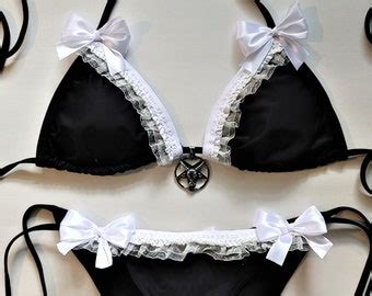 PASTEL GOTH BIKINI Black Scrunch Bottom Brazilian Swimsuit Etsy